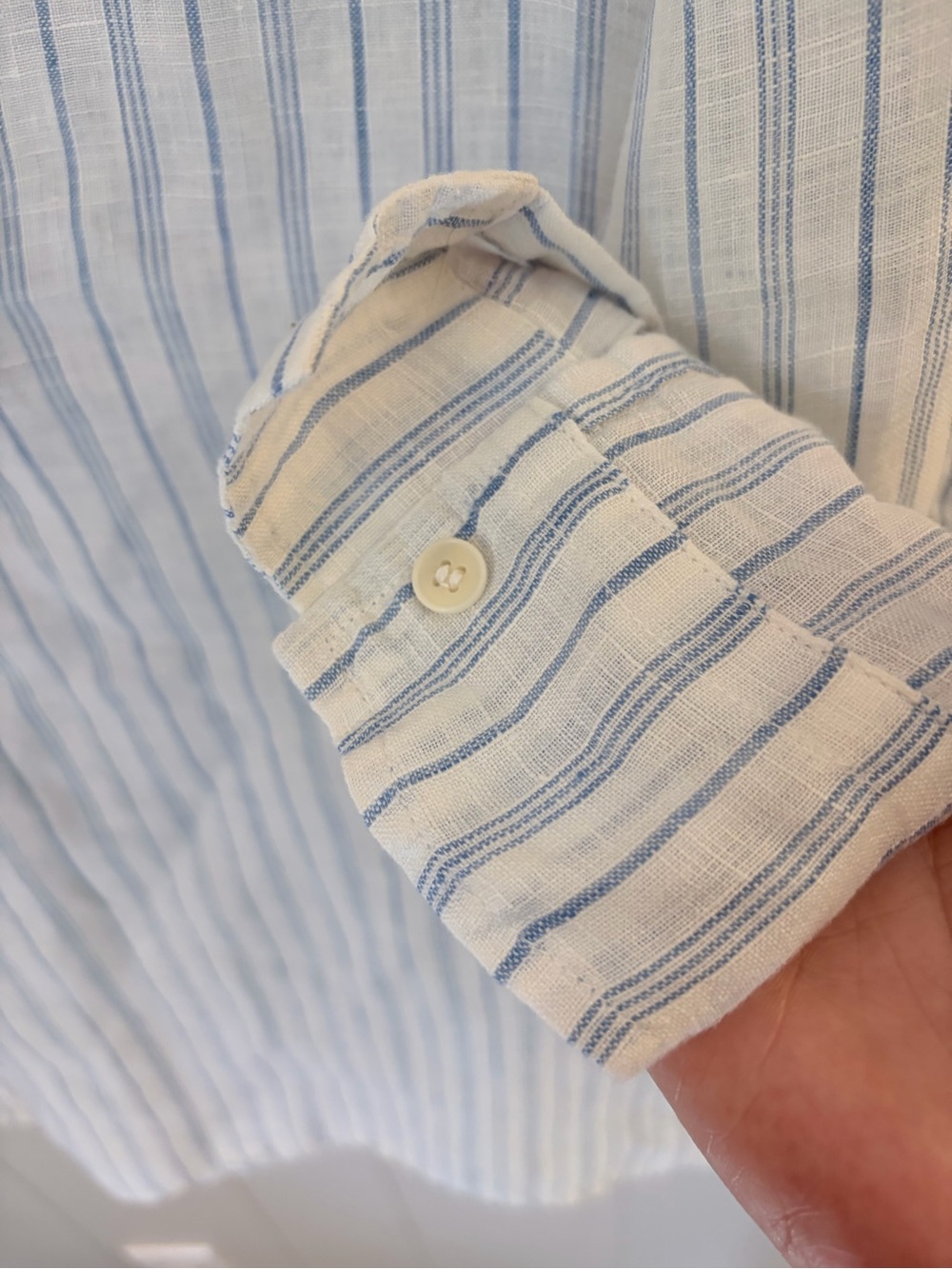 CP Shades White Blue Striped Split-Neck Tunic Top 100% Linen Beach Oversized M - Picture 5 of 11